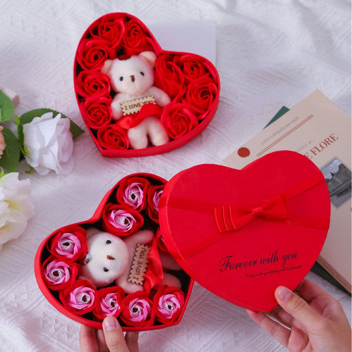 ForeverBloom™ Heart Rose Teddy Box
